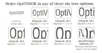 Optivisor Magnification Selection